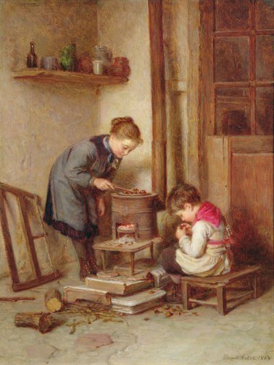 Kastanjes roosteren, 1882 door Pierre Edouard Frere